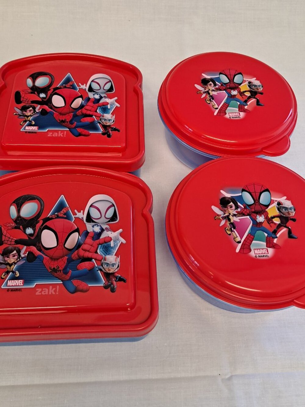 ZAK Marvel Lot 4 SPIDERMAN SPIDEY Kids Cereal & Storage BOWLS Straws